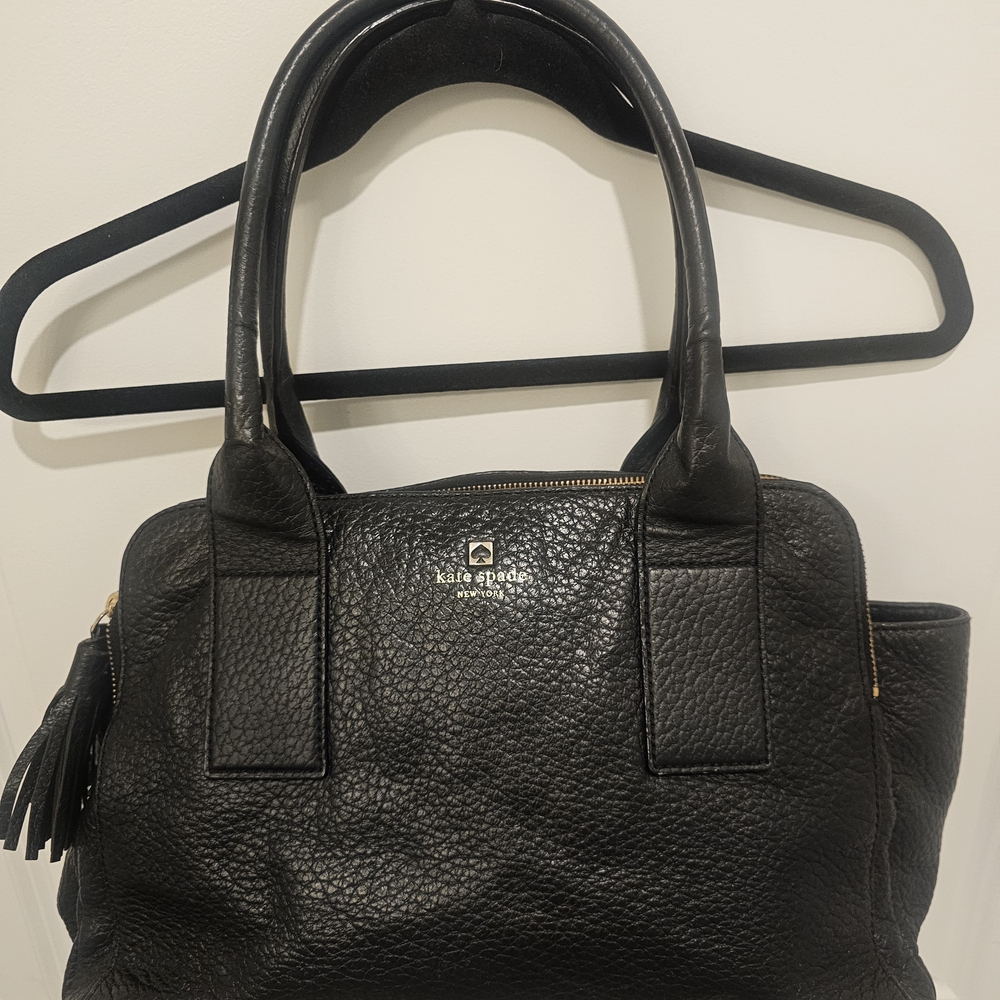 -Kate Spade Black Southport Avenue1 Pebbled Leather Satchel
